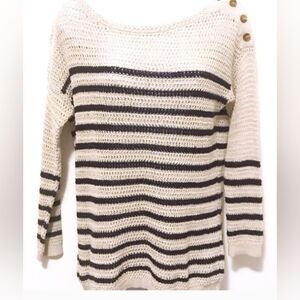 Gorgeous Loft Knit Tunic Blouse. Beige/Navy. Size Large.